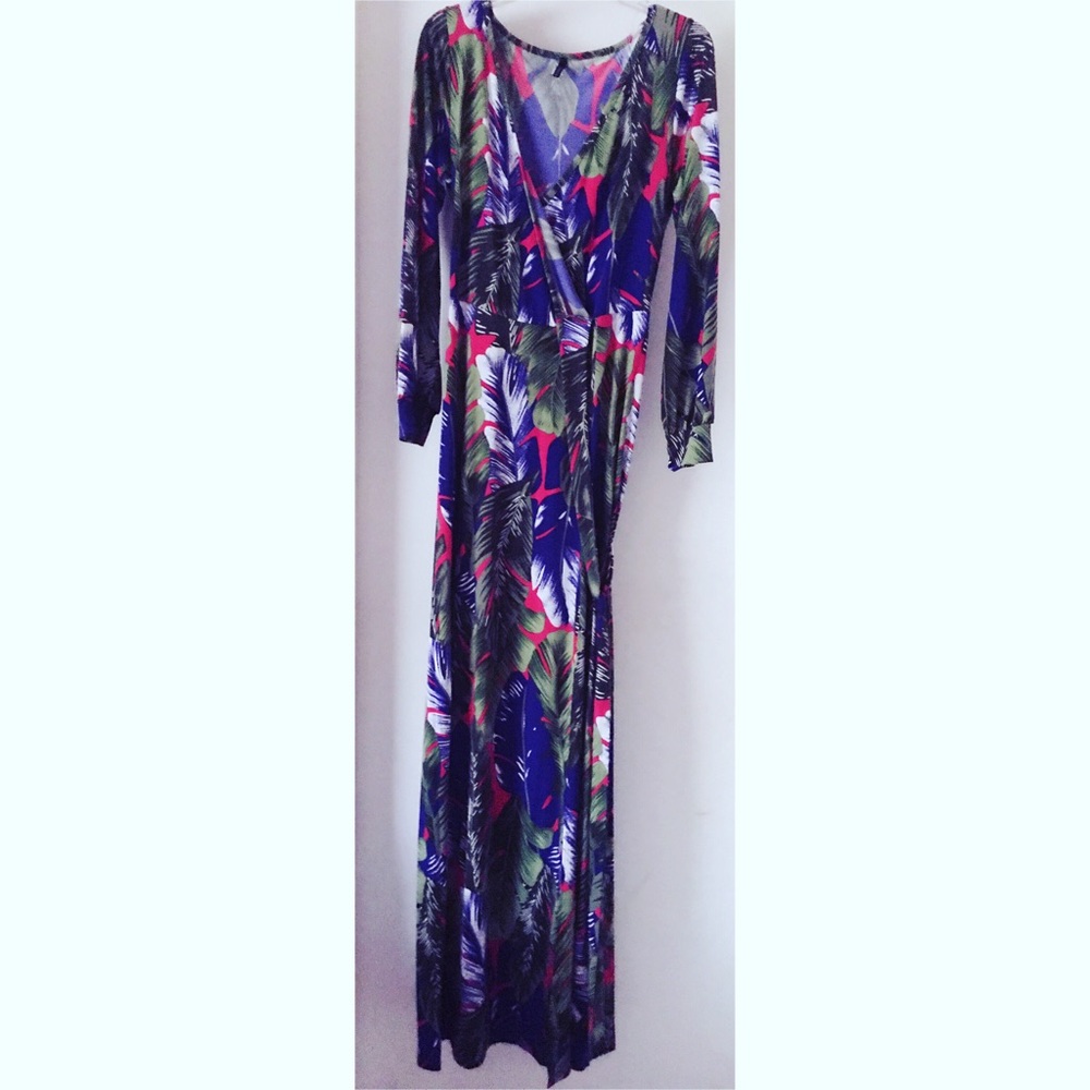 Leaf Wrap Maxi Dress